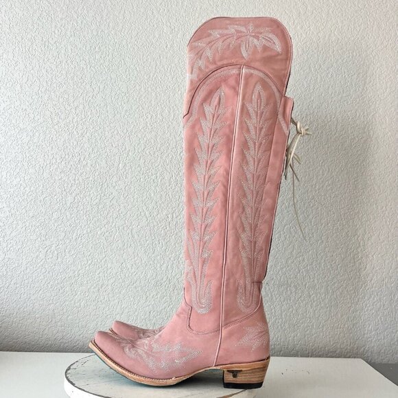Lane LEXINGTON Over the Knee Womens Cowboy Boots 8.5 Pink Western Cowgirl Tall - Picture 5 of 13